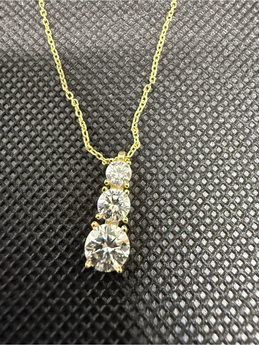 Gold Triple-Moissanite drop tear necklace - Women Jewelry-passes diamond tester
